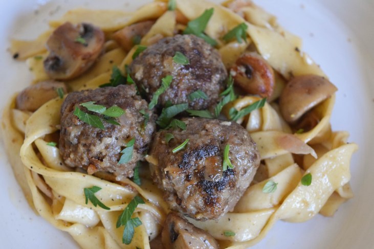 Meatballs with Mushrooms and Cream Sauce - abagofflour.com -5