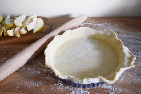 Pear Tart with Hazelnut Frangipane - abagofflour.com 