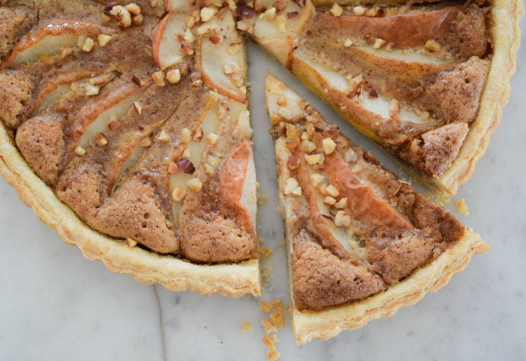 Pear Tart with Hazelnut Frangipane - abagofflour.com