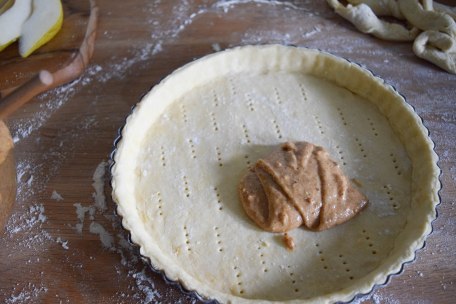 Pear Tart with Hazelnut Frangipane - abagofflour.com 