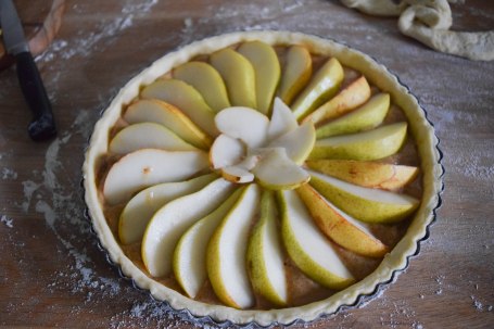 Pear Tart with Hazelnut Frangipane - abagofflour.com 