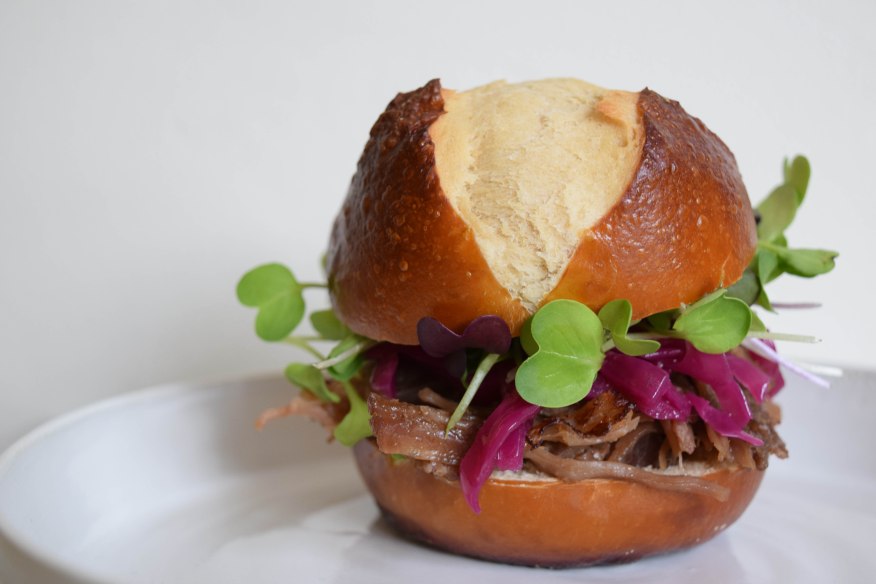 Pretzel Buns with Pulled Pork-1-5