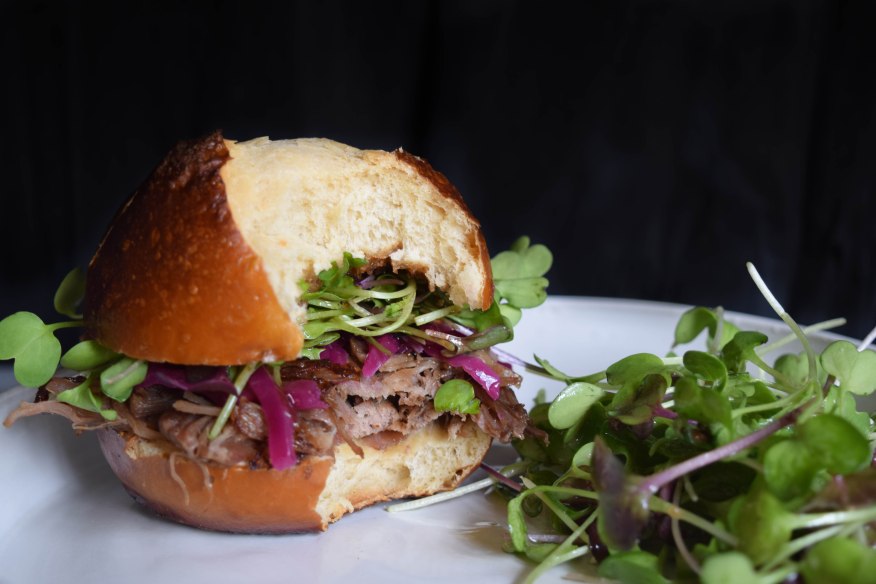 Pretzel Buns with Pulled Pork a