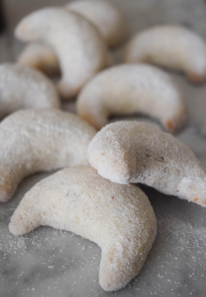 Vanilla Almond Crescent Cookies | abagofflour.com