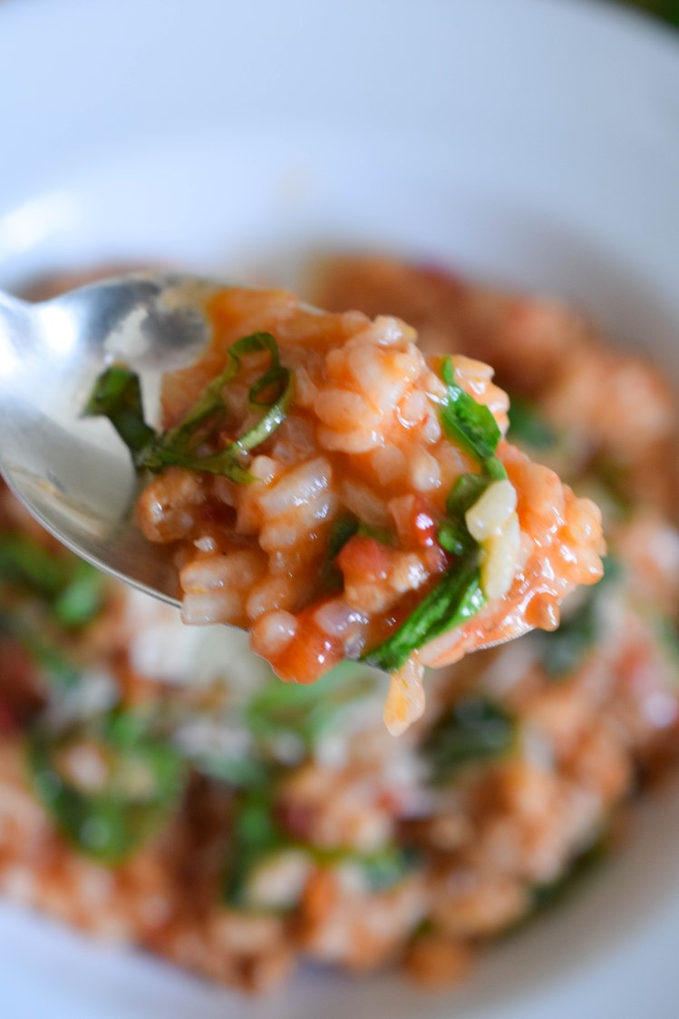 Italian Sausage Risotto with Tomatoes and Spinach | abagofflour.com